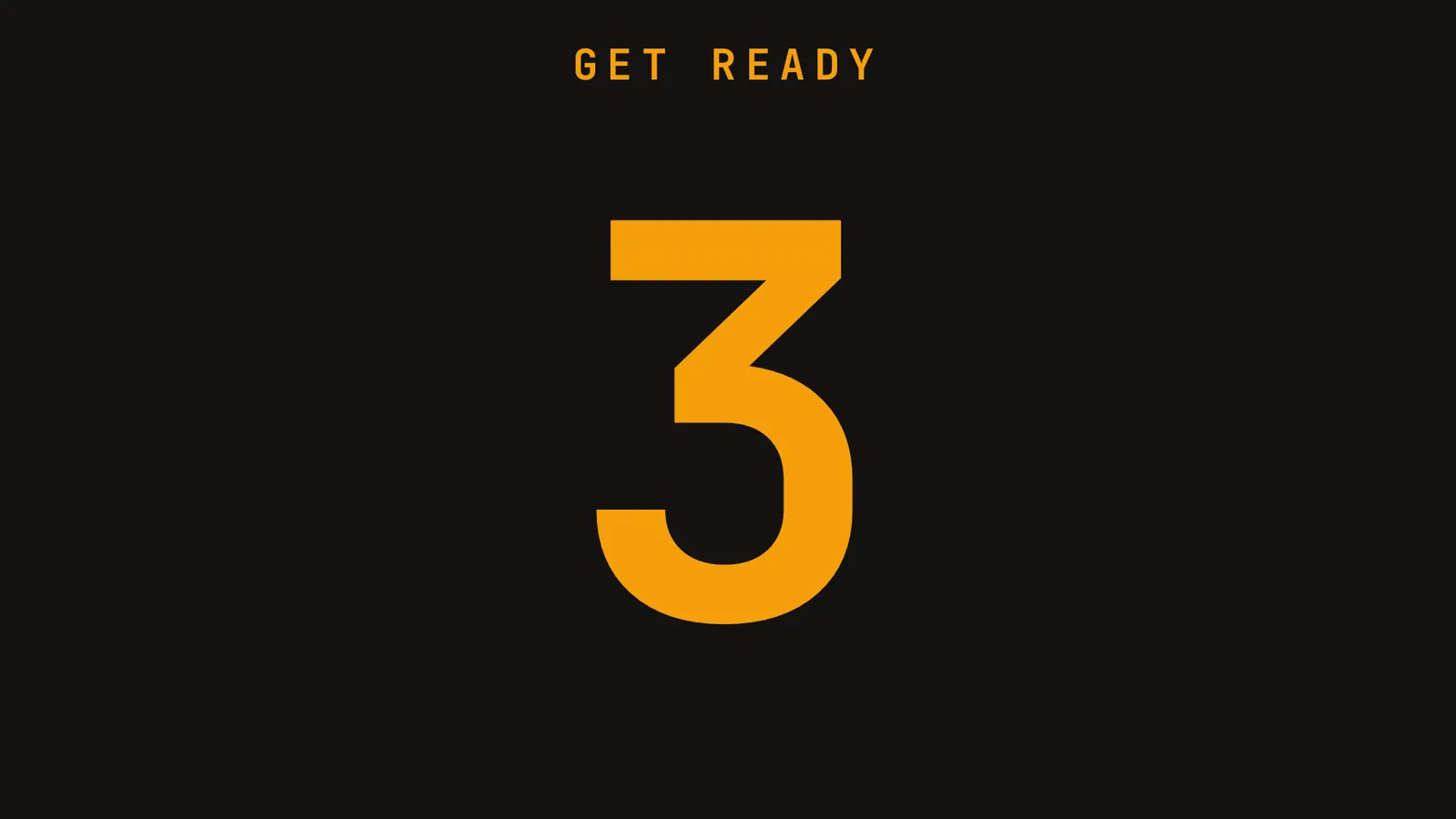 FueledWod's count-in on Apple TV: Get ready, a large orange 3